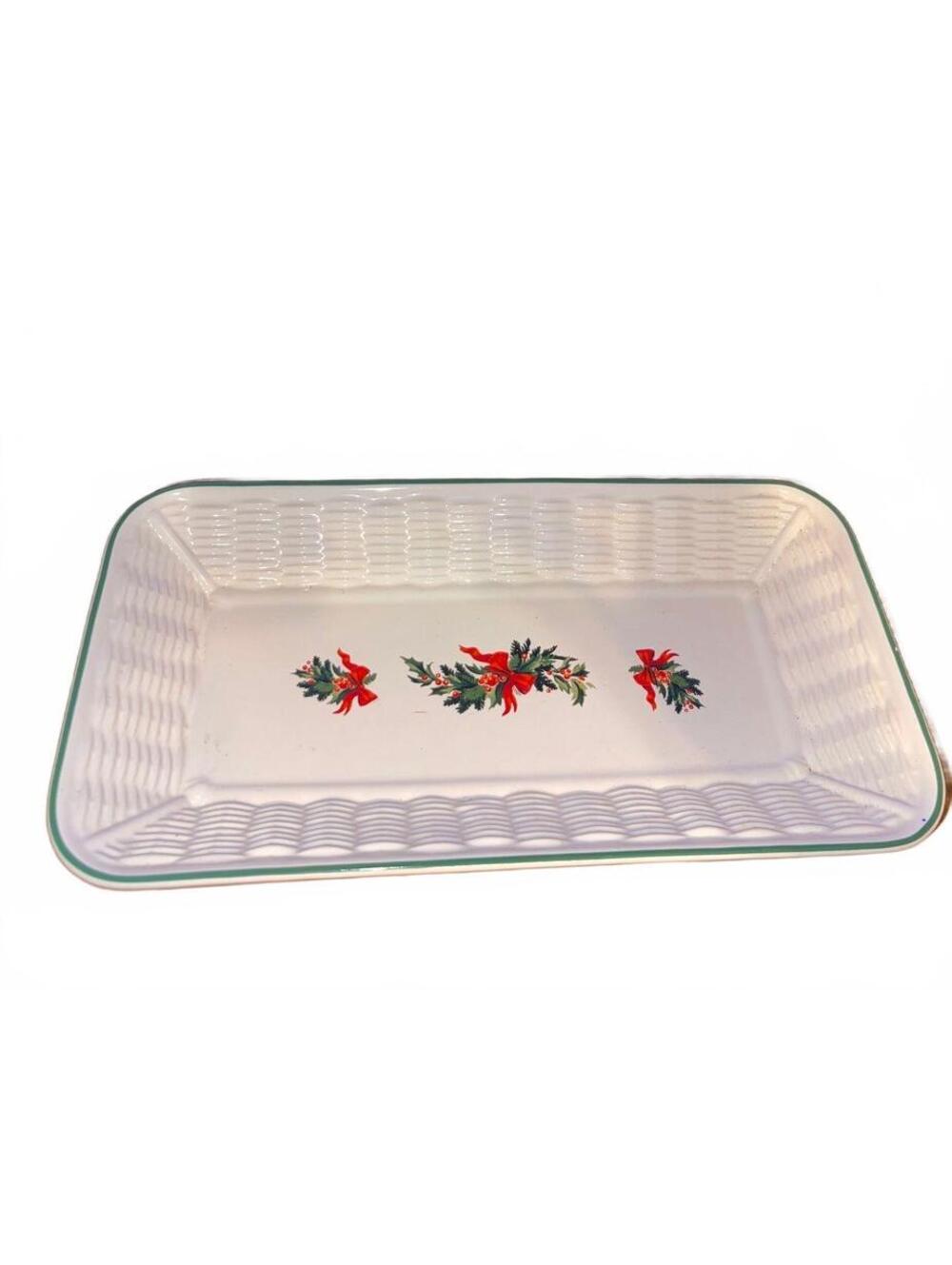 Pfaltzgraff Christmas Bread Serving Tray with Red Bow/Greenery Design 1981